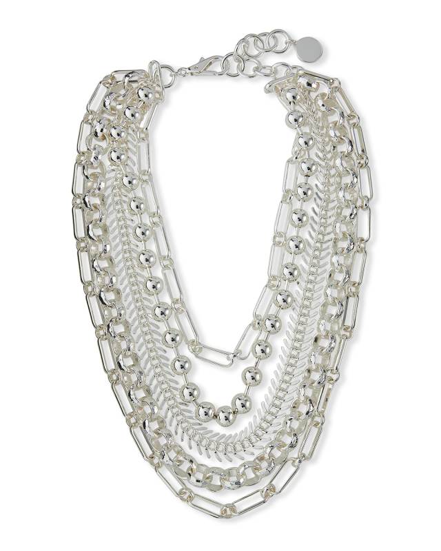 Silver Chain Layered Necklace
